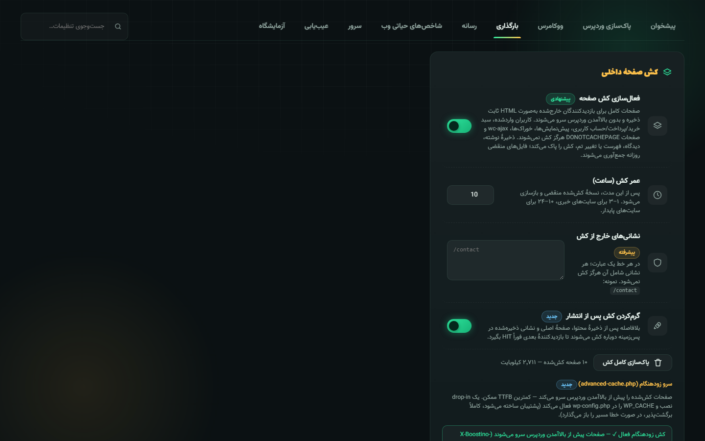 تنظیمات بارگذاری و جاوااسکریپت بوستینو